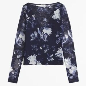 Abercrombie Blue Floral Mesh Long Sleeve